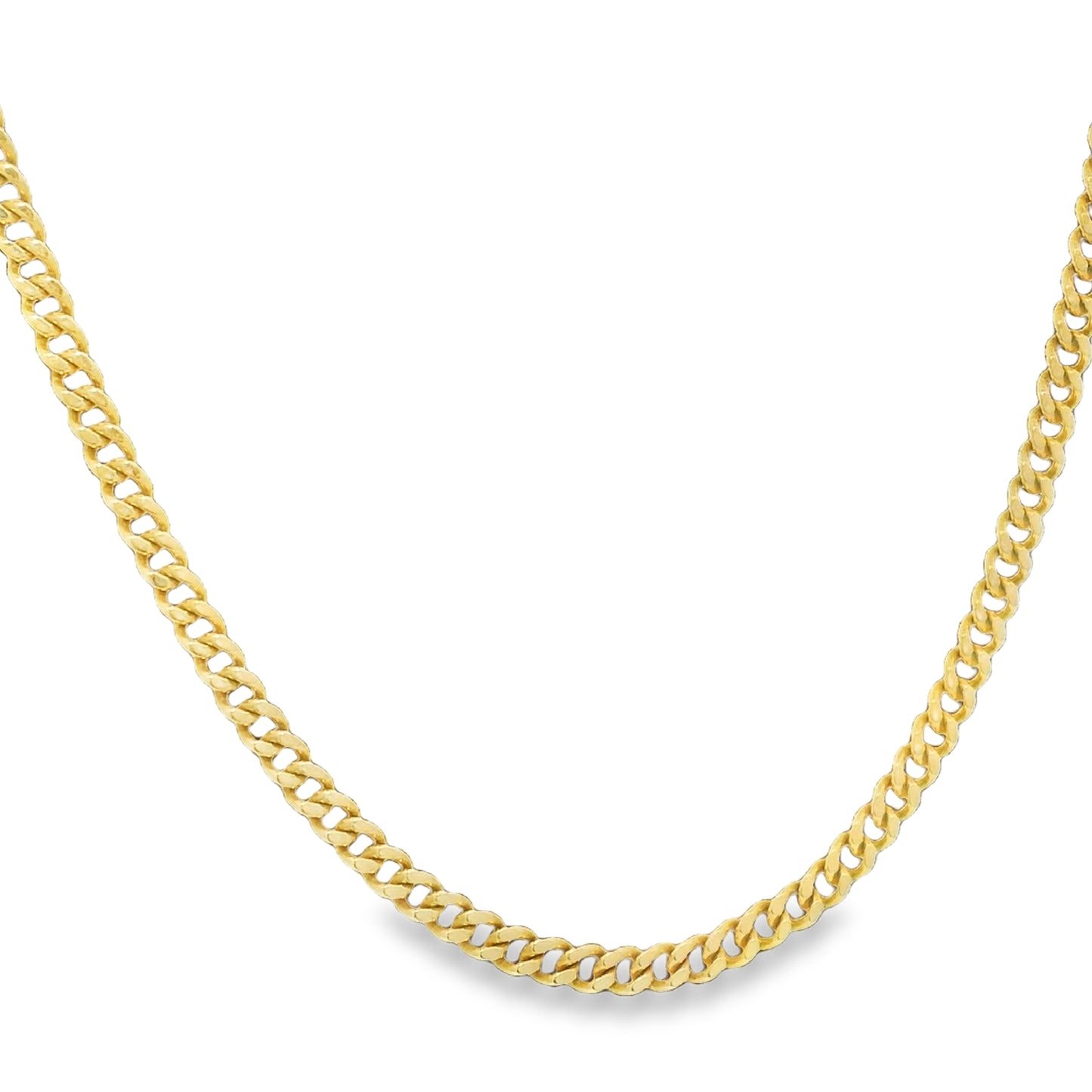 14k Yellow Gold Thin 2.2mm Cuban Link Chain Necklace
