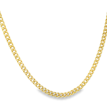 14k Yellow Gold Thin 2.2mm Cuban Link Chain Necklace