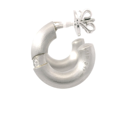 Platinum Natural 0.34 Carat Round Brilliant Cut Diamond Small Hoop Earrings