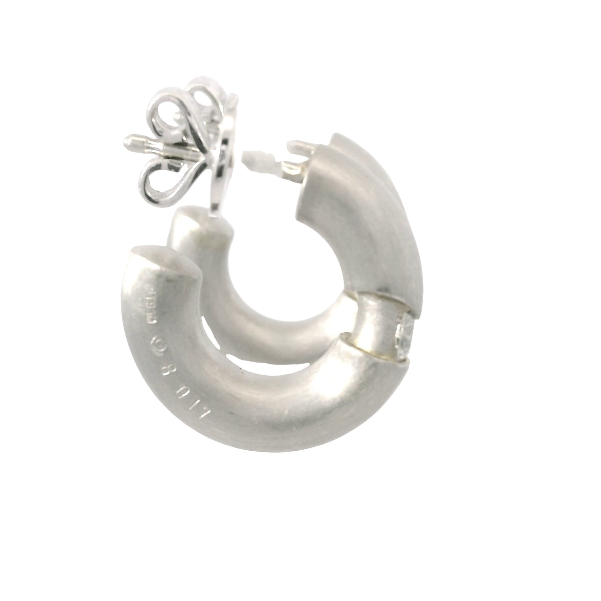 Platinum Natural 0.34 Carat Round Brilliant Cut Diamond Small Hoop Earrings