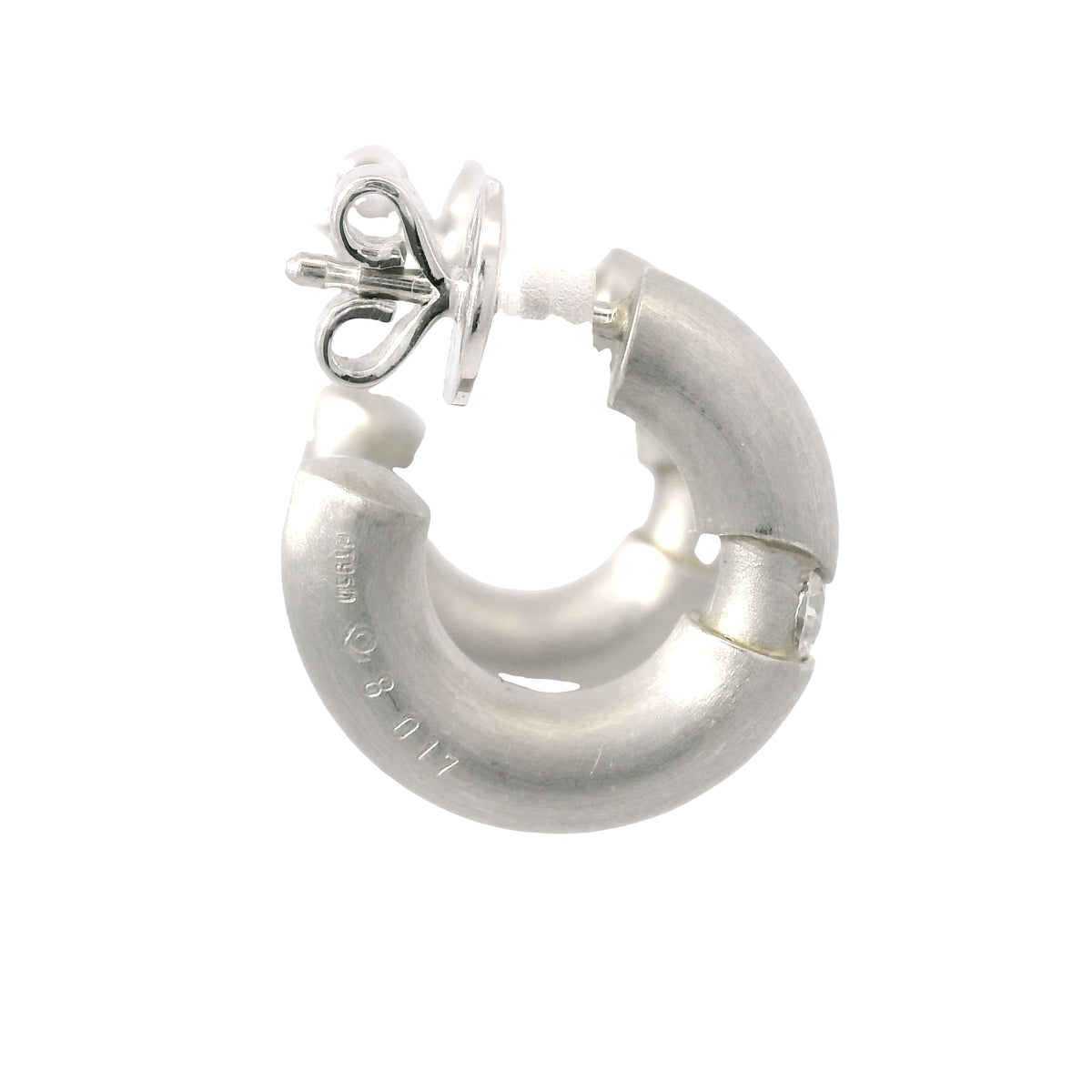 Platinum Natural 0.34 Carat Round Brilliant Cut Diamond Small Hoop Earrings