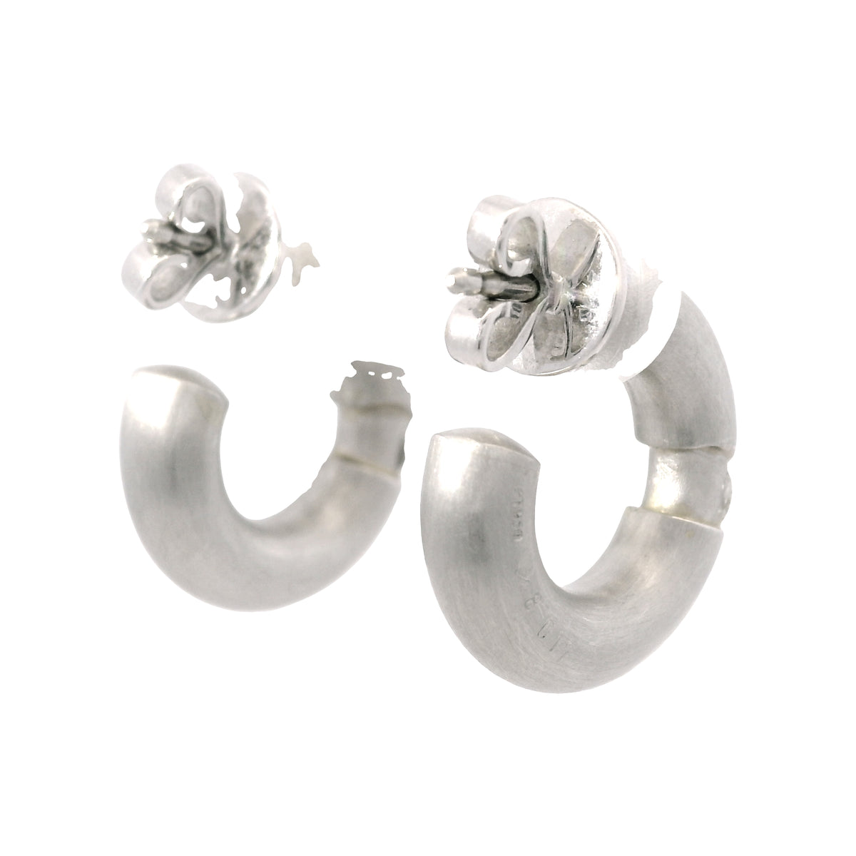 Platinum Natural 0.34 Carat Round Brilliant Cut Diamond Small Hoop Earrings