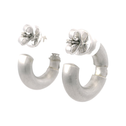 Platinum Natural 0.34 Carat Round Brilliant Cut Diamond Small Hoop Earrings