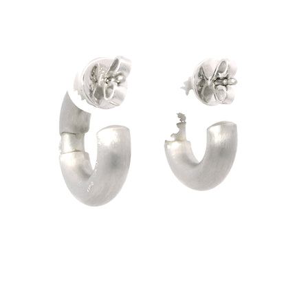 Platinum Natural 0.34 Carat Round Brilliant Cut Diamond Small Hoop Earrings