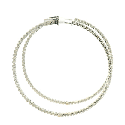 14k White Gold Natural Round Brilliant Cut Diamond Large Thin Hoop Earrings