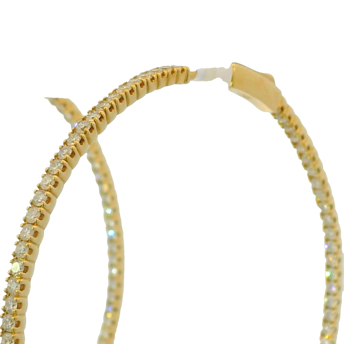 14k Yellow Gold Natural 3 Carat Diamond Large Thin Hoop Earrings