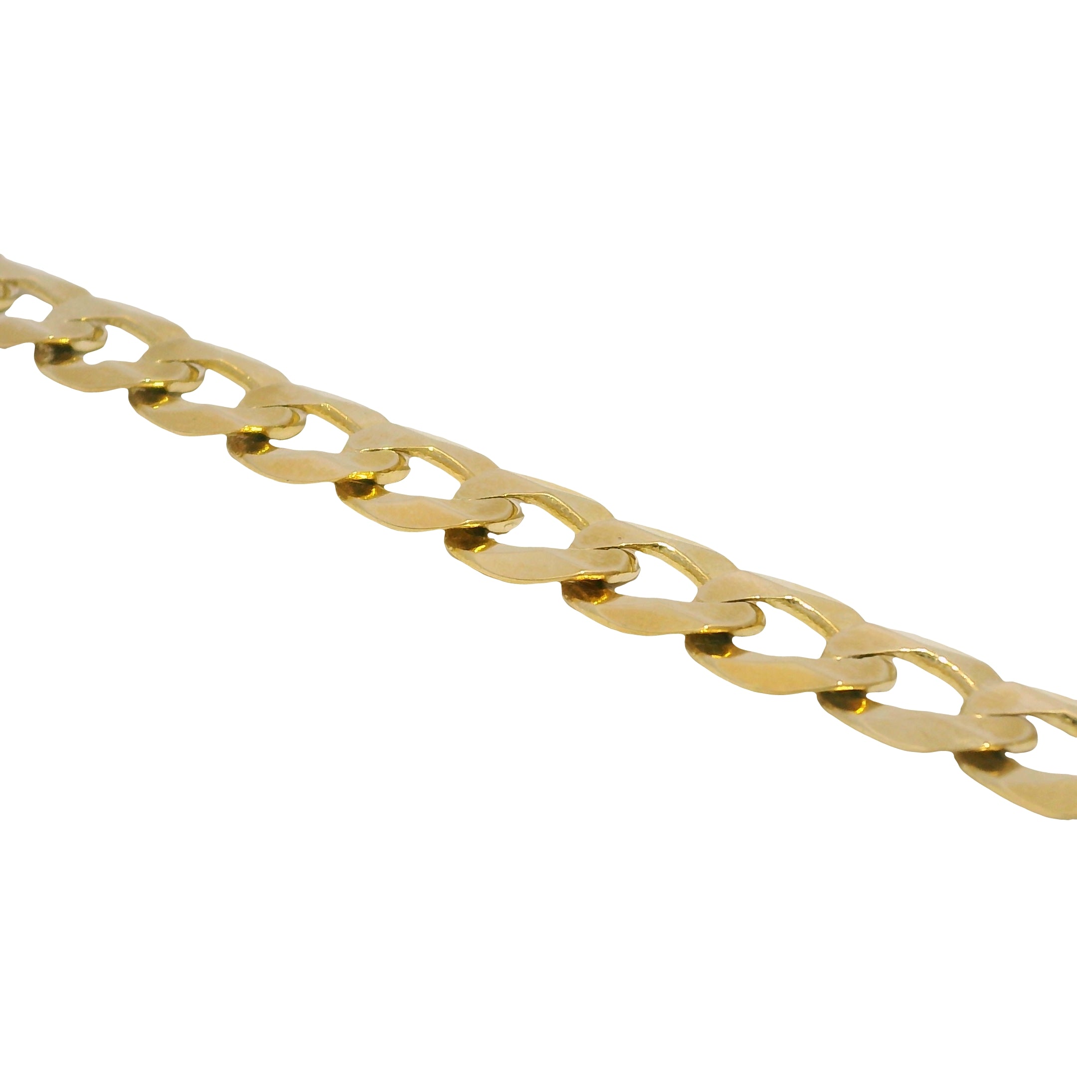 14k Yellow Gold 8.75" Flat Curb Link Chain Bracelet