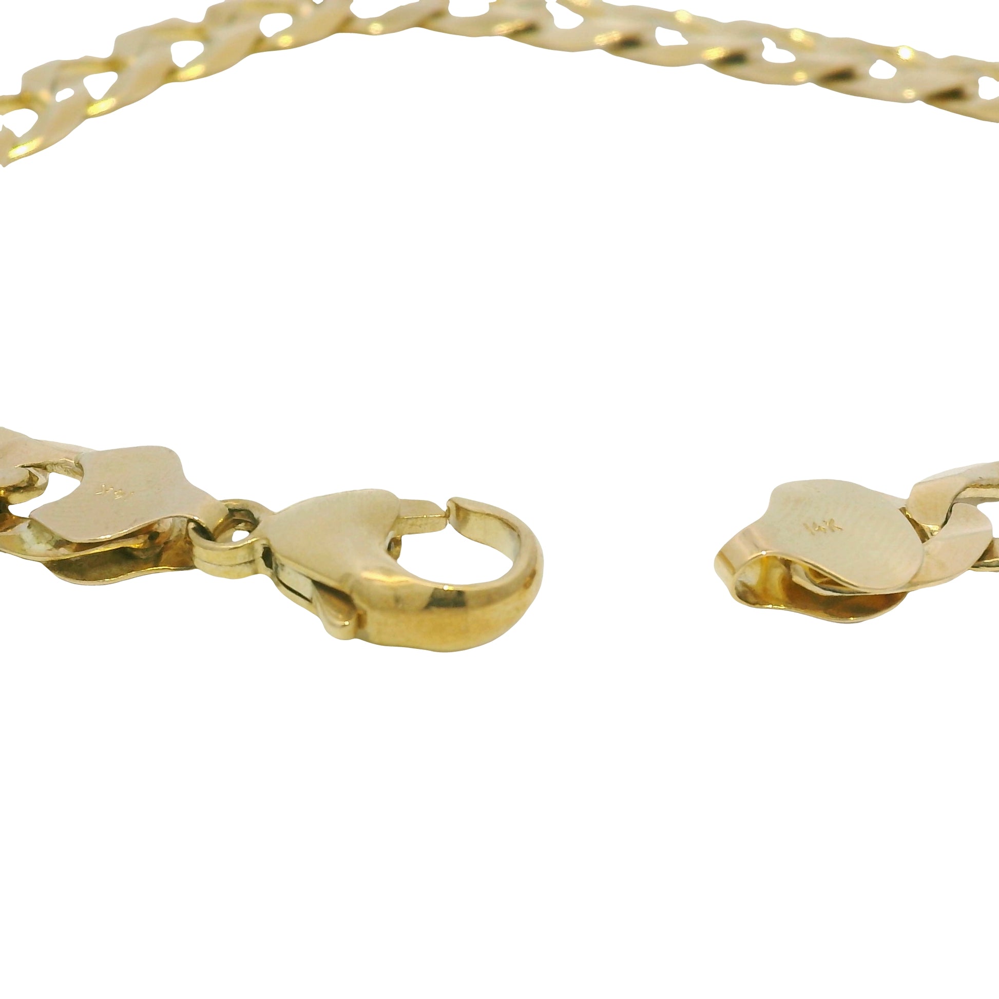 14k Yellow Gold 8.75" Flat Curb Link Chain Bracelet