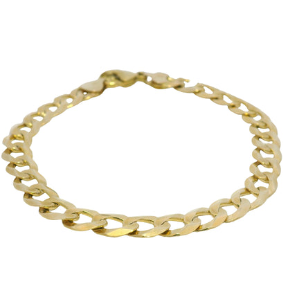 14k Yellow Gold 8.75" Flat Curb Link Chain Bracelet