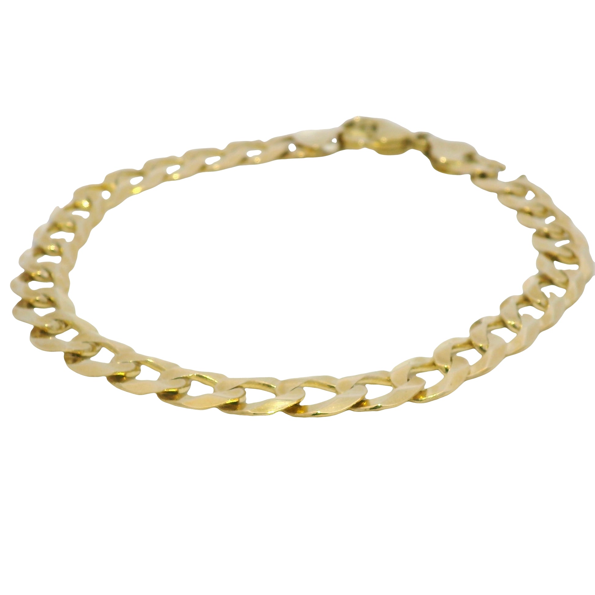 14k Yellow Gold 8.75" Flat Curb Link Chain Bracelet