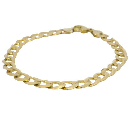 14k Yellow Gold 8.75" Flat Curb Link Chain Bracelet