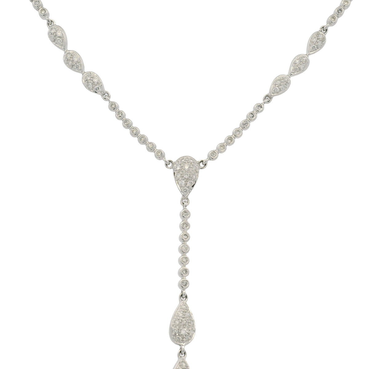 14k White Gold Black Pearl & Diamond Pave Drop Necklace — product photo 7