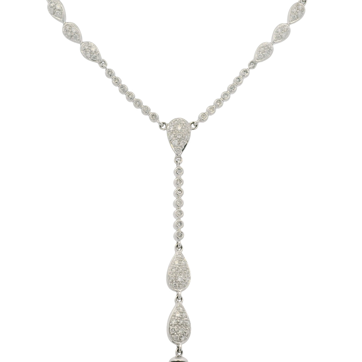 14k White Gold Black Pearl & Diamond Pave Drop Necklace — product photo 8