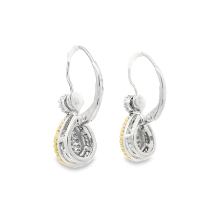 14k Two-Tone Gold Natural Diamond Pave Teardrop Earrings