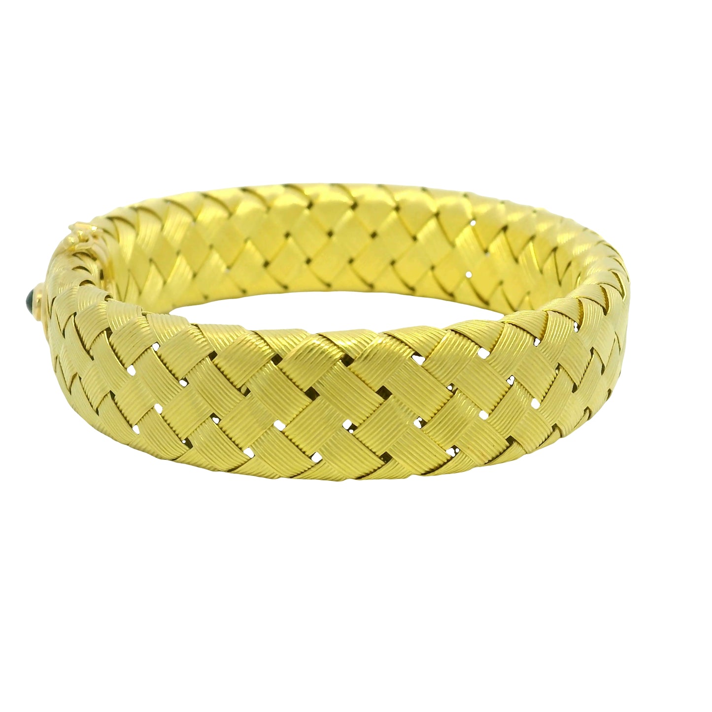 18k Yellow Gold Textured Woven Cabochon Sapphire Bracelet