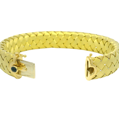 18k Yellow Gold Textured Woven Cabochon Sapphire Bracelet