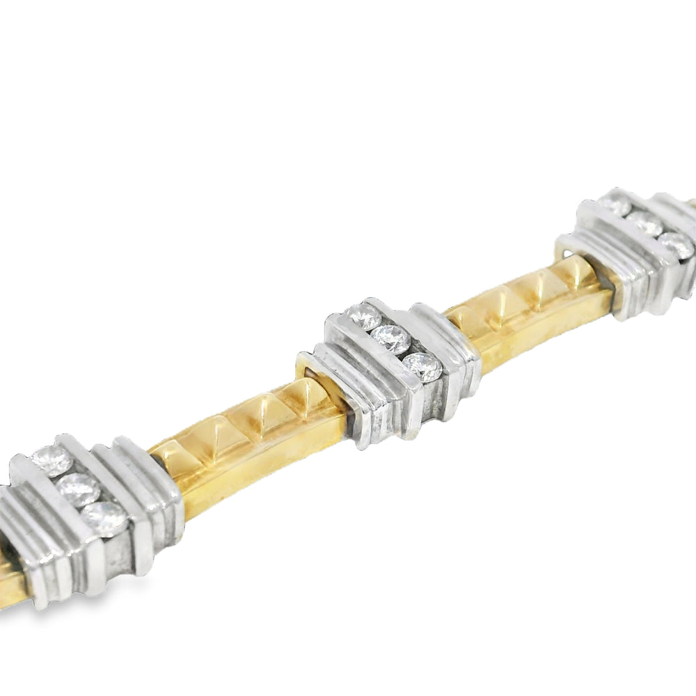 14k Two-Tone Gold Diamond & Rock Stud Station Bracelet — product photo 2