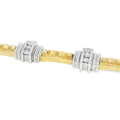 14k Two-Tone Gold Diamond & Rock Stud Station Bracelet