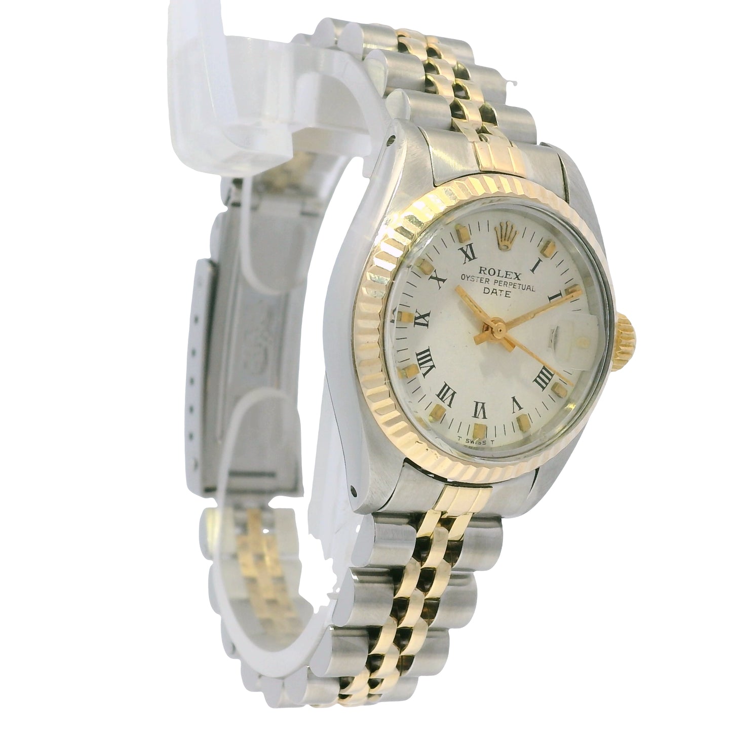 Rolex 6917 Date Two-Tone Champagne Roman Dial Fluted Bezel 26mm Watch