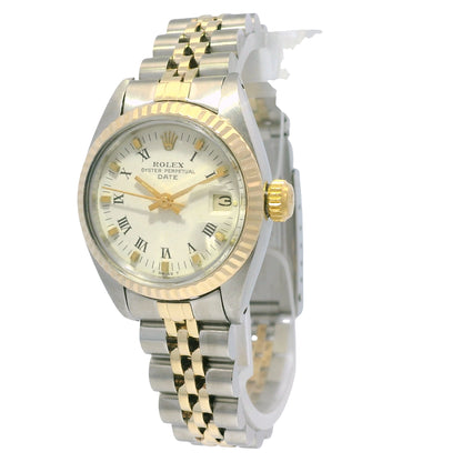 Rolex 6917 Date Two-Tone Champagne Roman Dial Fluted Bezel 26mm Watch