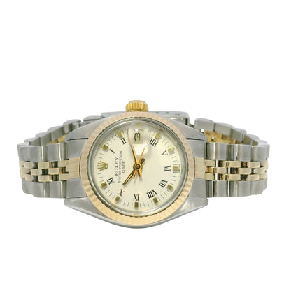 Rolex 6917 Date Two-Tone Champagne Roman Dial Fluted Bezel 26mm Watch