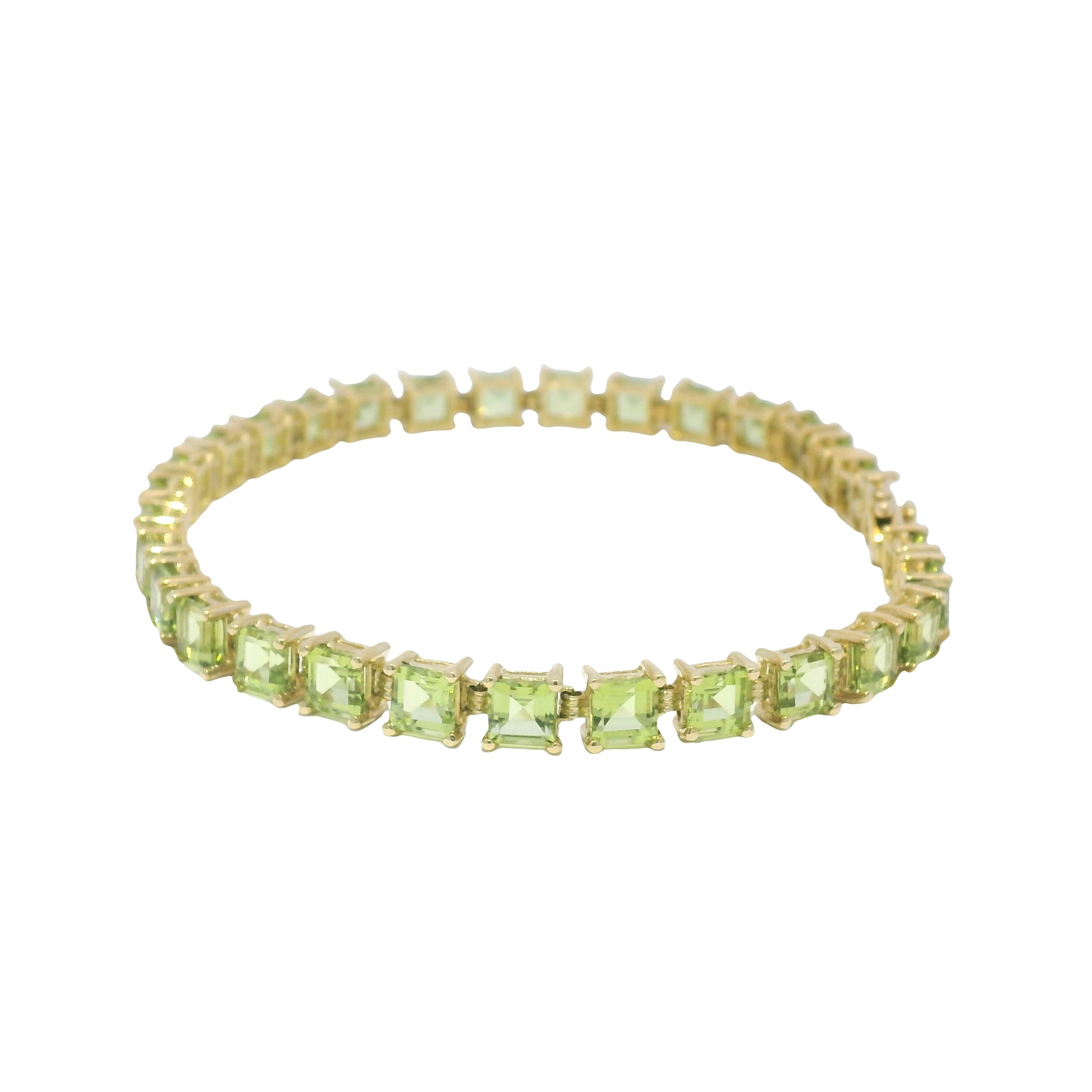 10k Yellow Gold Peridot Asscher Cut Bracelet
