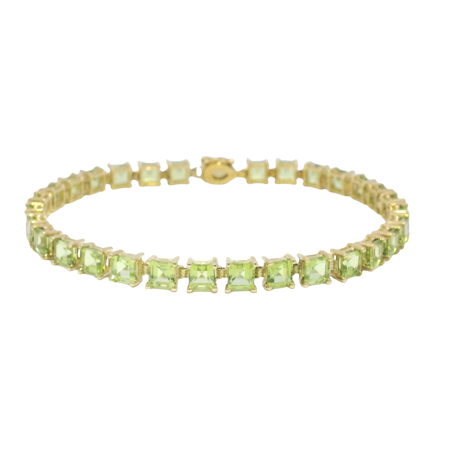 10k Yellow Gold Peridot Asscher Cut Bracelet