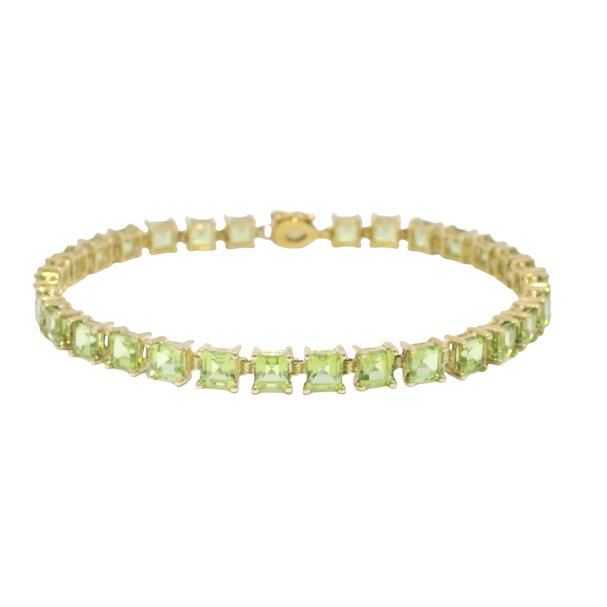 10k Yellow Gold Peridot Asscher Cut Bracelet
