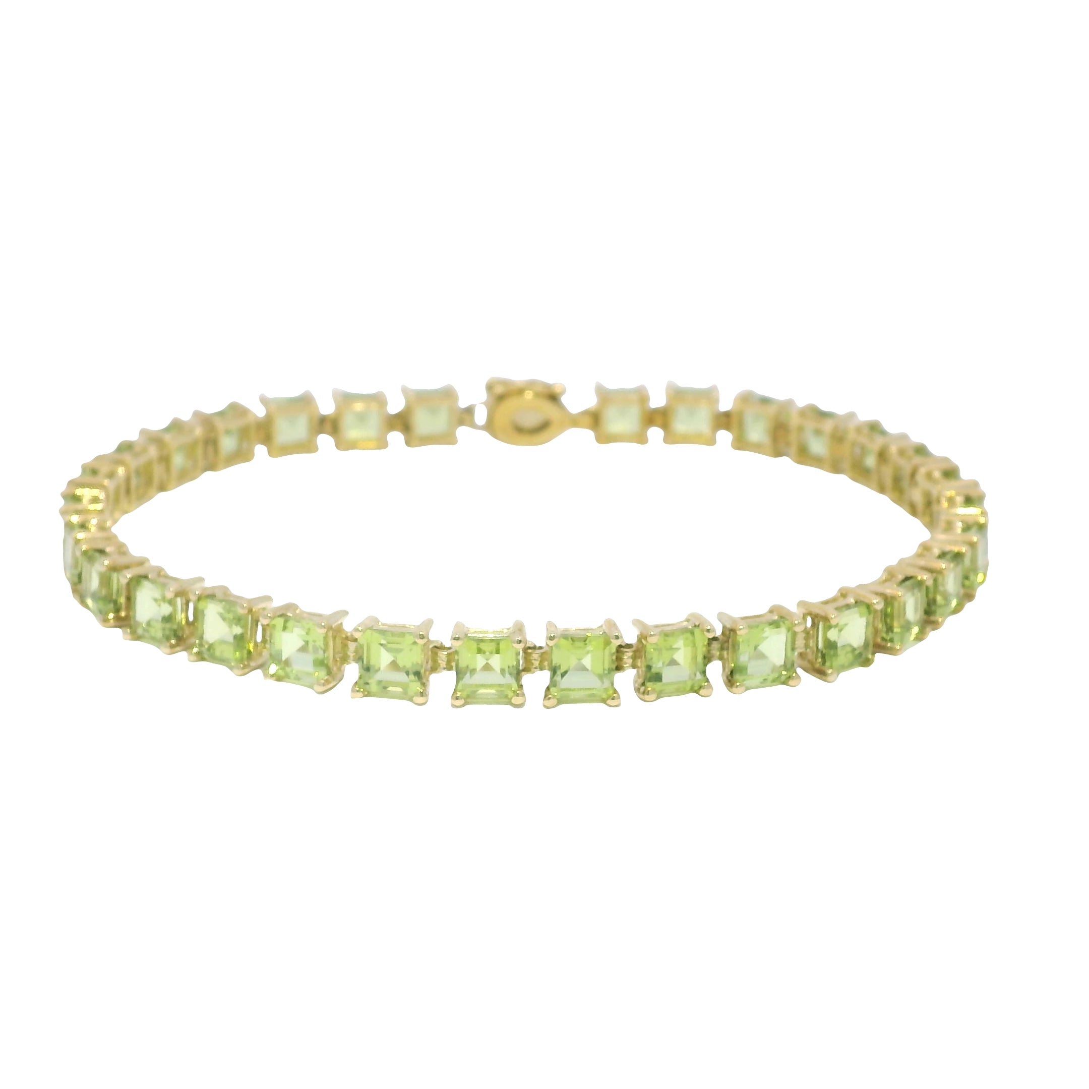 10k Yellow Gold Peridot Asscher Cut Bracelet