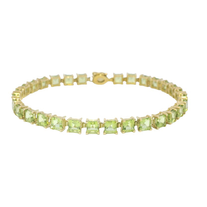 10k Yellow Gold Peridot Asscher Cut Bracelet