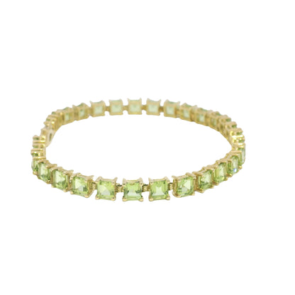 10k Yellow Gold Peridot Asscher Cut Bracelet