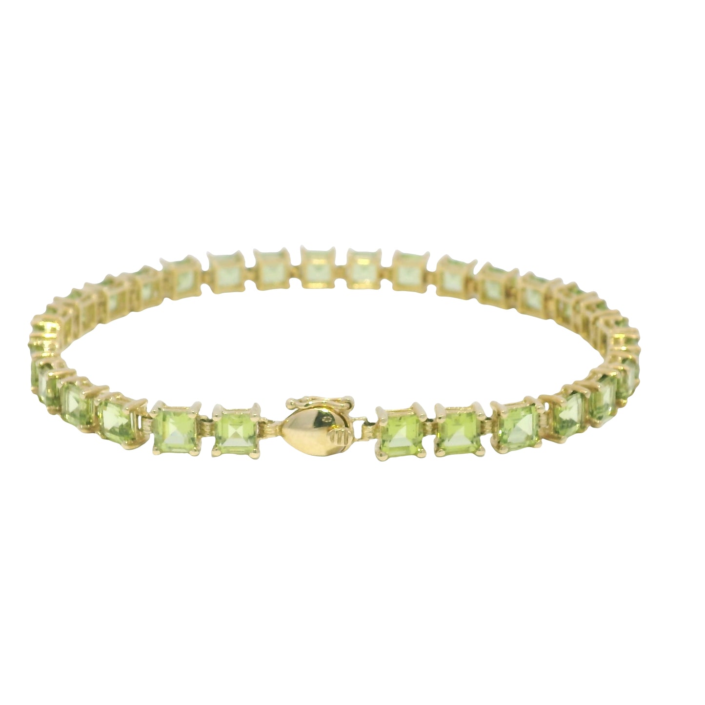 10k Yellow Gold Peridot Asscher Cut Bracelet