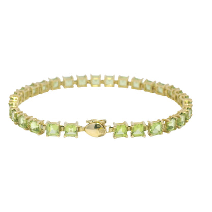 10k Yellow Gold Peridot Asscher Cut Bracelet