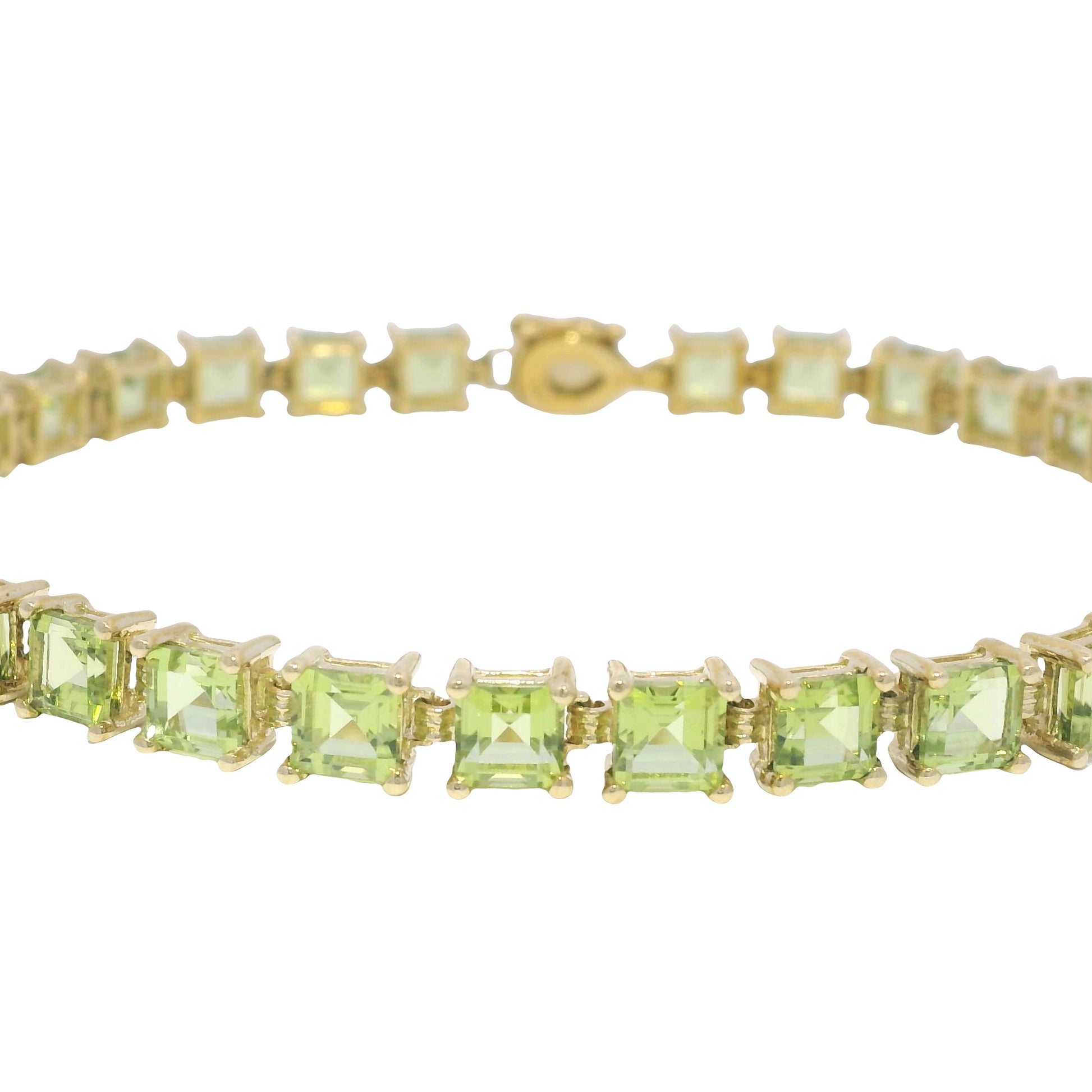 10k Yellow Gold Peridot Asscher Cut Bracelet