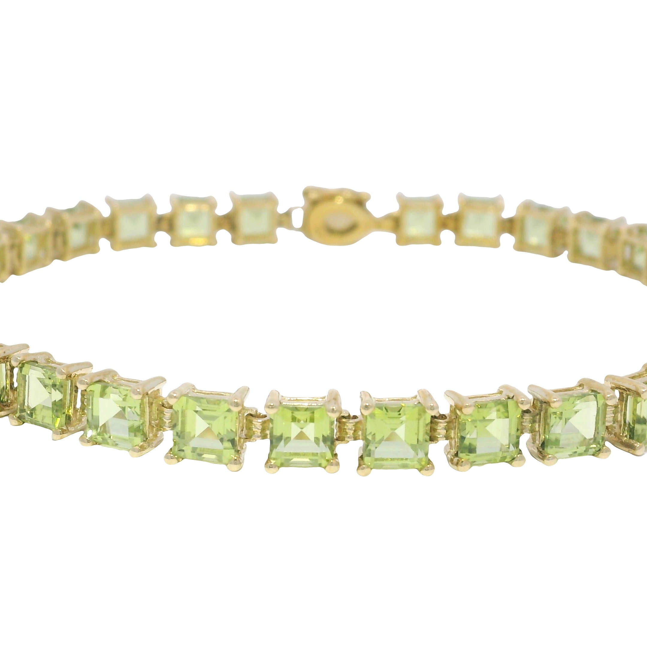 10k Yellow Gold Peridot Asscher Cut Bracelet