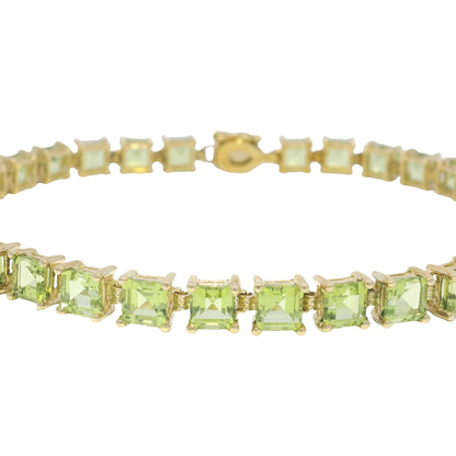 10k Yellow Gold Peridot Asscher Cut Bracelet