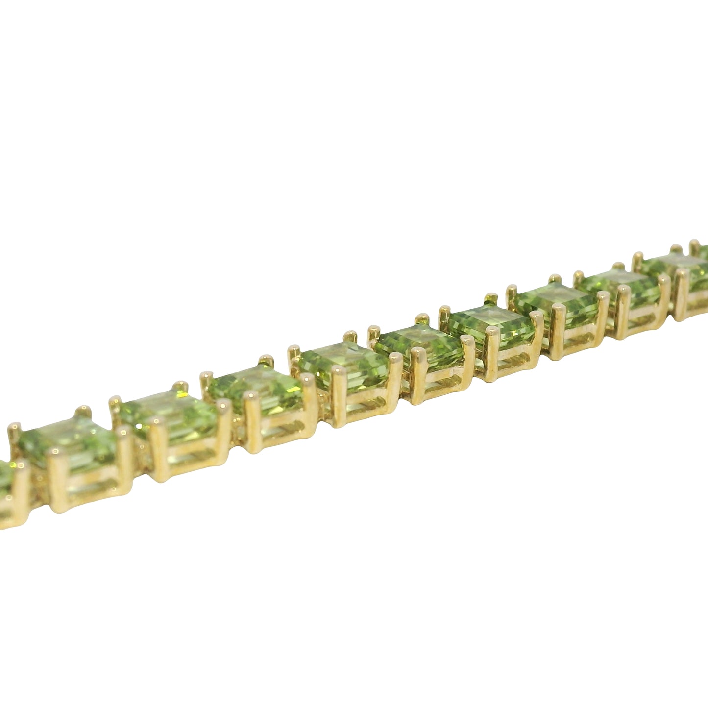10k Yellow Gold Peridot Asscher Cut Bracelet
