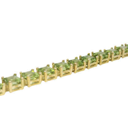 10k Yellow Gold Peridot Asscher Cut Bracelet