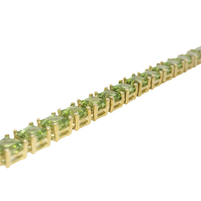 10k Yellow Gold Peridot Asscher Cut Bracelet