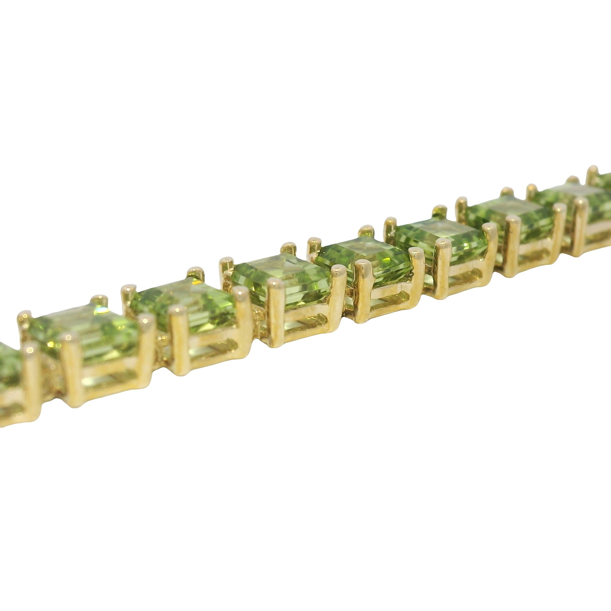 10k Yellow Gold Peridot Asscher Cut Bracelet