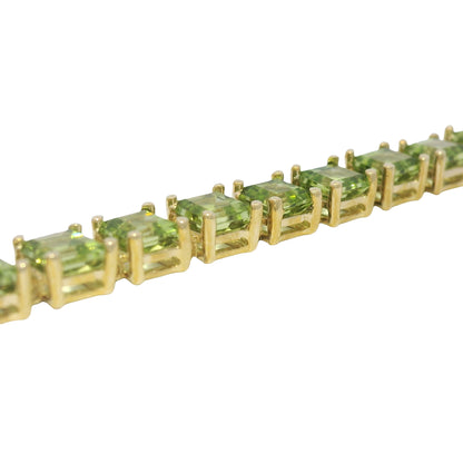 10k Yellow Gold Peridot Asscher Cut Bracelet