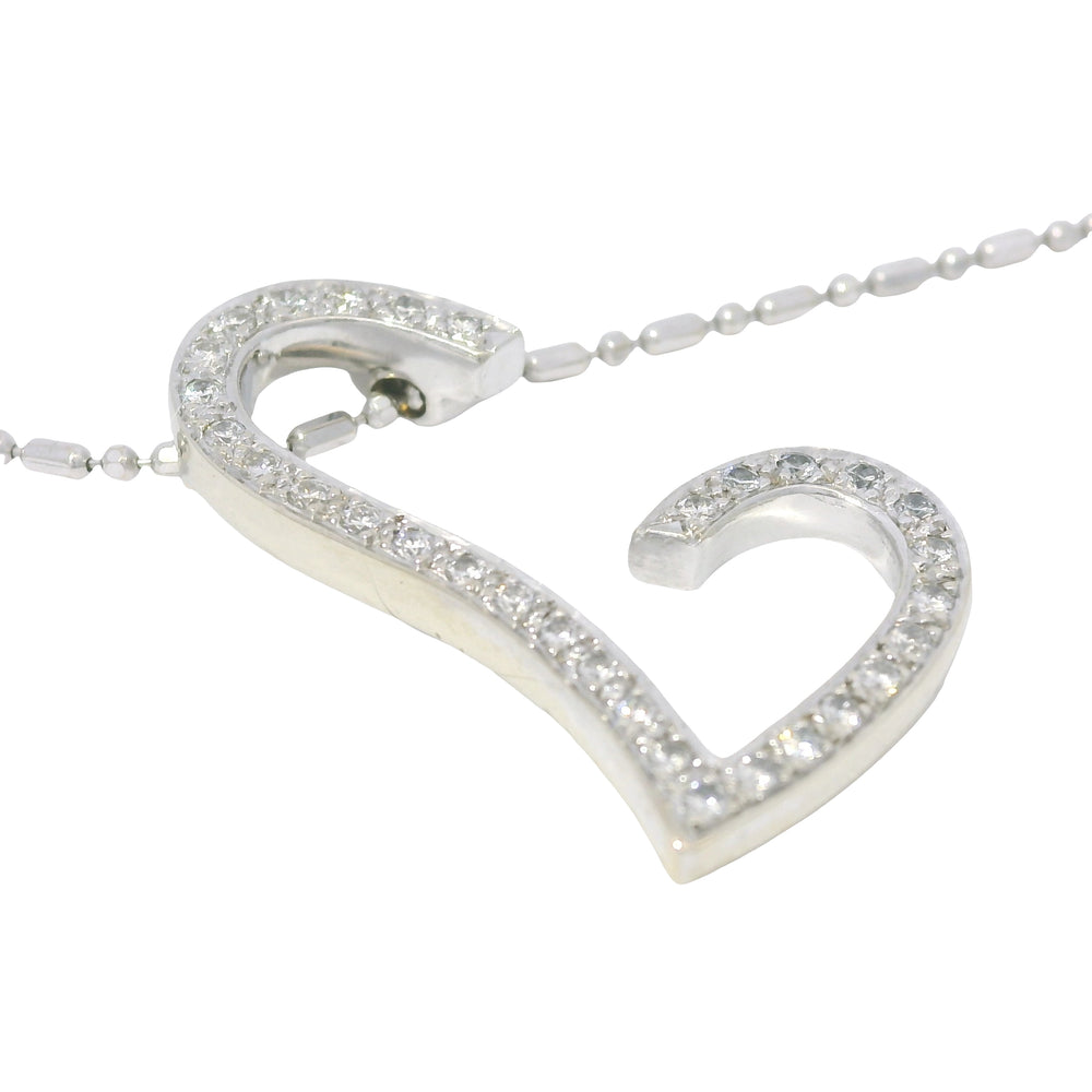 VIERI 14k White Gold Natural Diamond Open Heart Necklace — product photo 2
