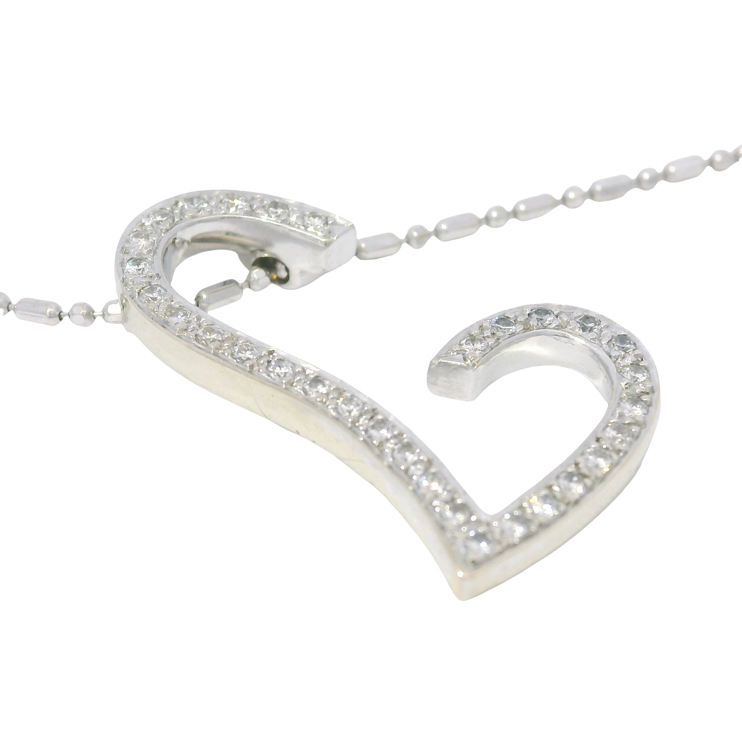 VIERI 14k White Gold Natural Diamond Open Heart Necklace