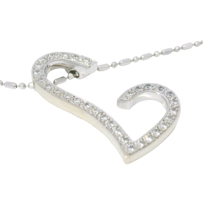 VIERI 14k White Gold Natural Diamond Open Heart Necklace