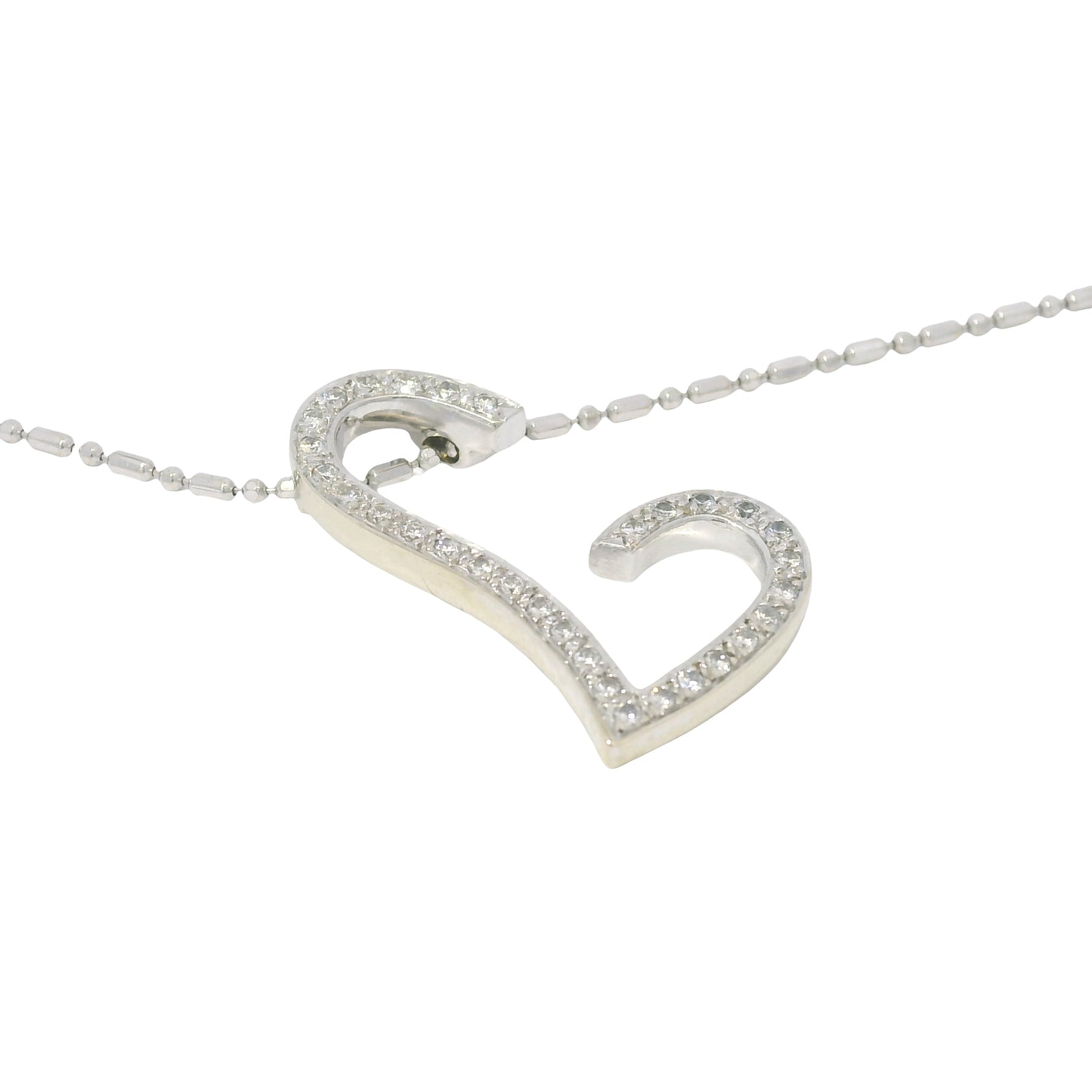 VIERI 14k White Gold Natural Diamond Open Heart Necklace