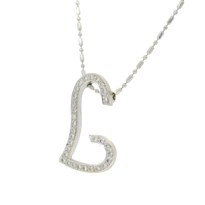 VIERI 14k White Gold Natural Diamond Open Heart Necklace