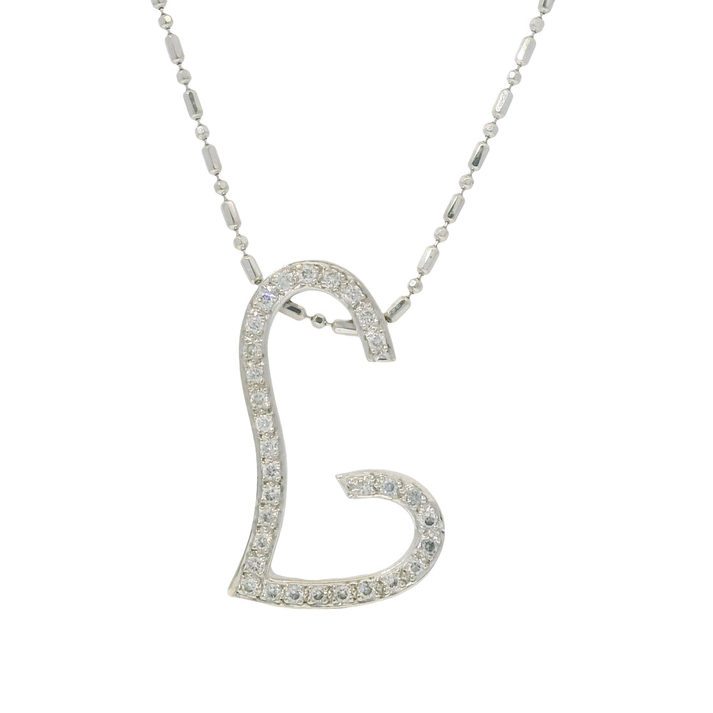 VIERI 14k White Gold Natural Diamond Open Heart Necklace — product photo 1