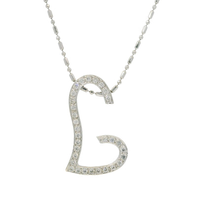 VIERI 14k White Gold Natural Diamond Open Heart Necklace