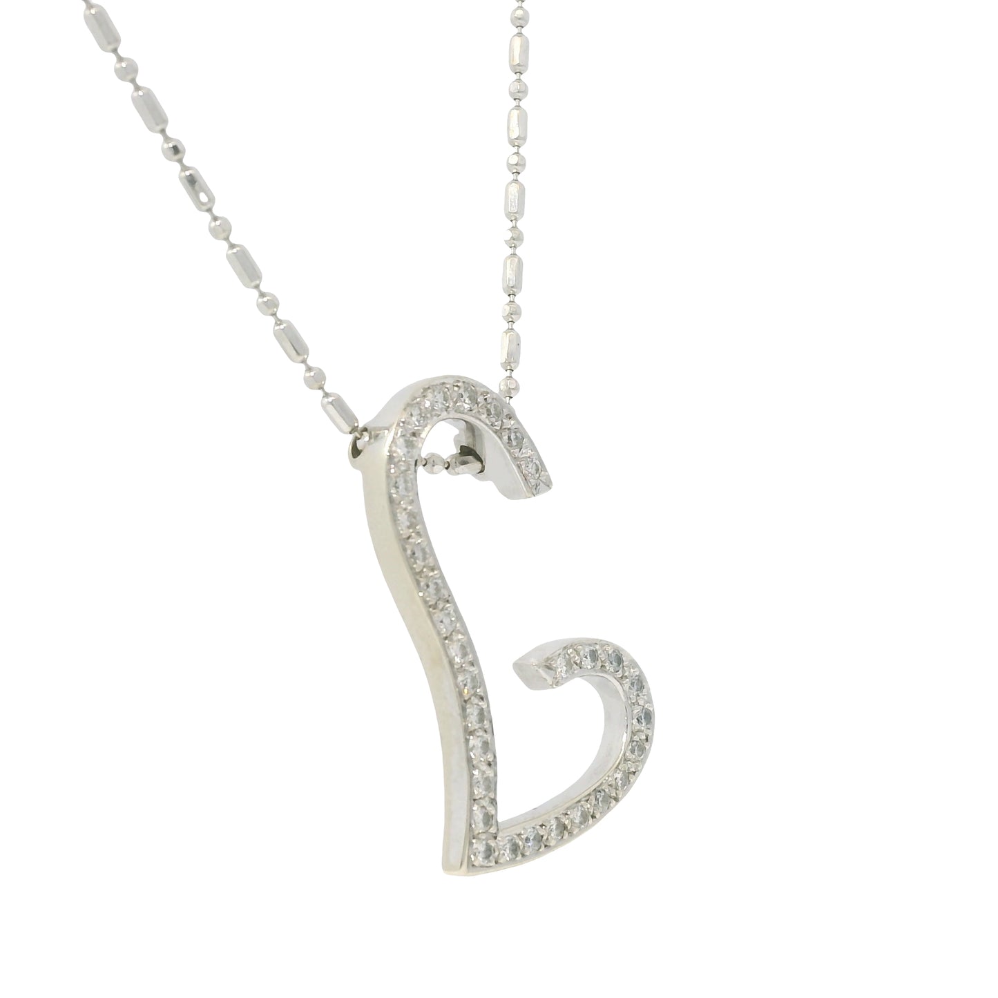 VIERI 14k White Gold Natural Diamond Open Heart Necklace
