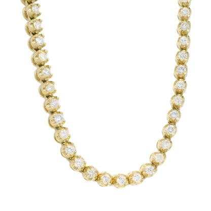 14k Yellow Gold Natural 4.95 Carat Round Brilliant Cut Diamond Tennis Necklace